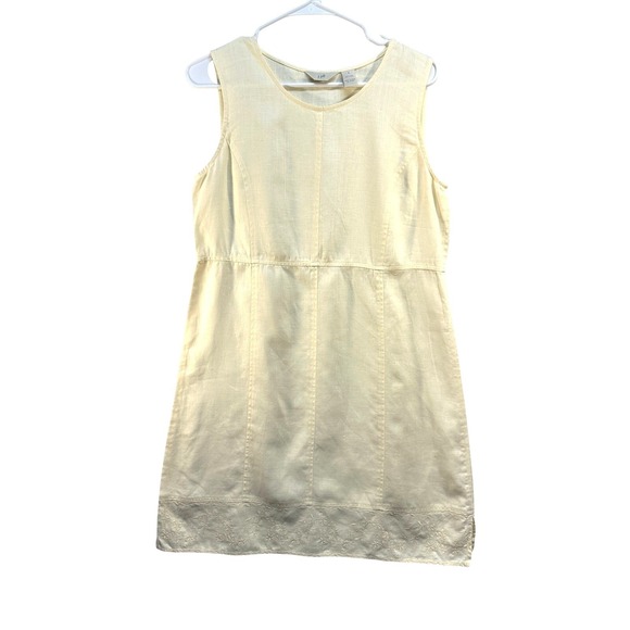 J. Jill Dresses & Skirts - J Jill 100% Linen Sheath Dress Butter Yellow Size 6 Resort Cruise Euro Vaca
